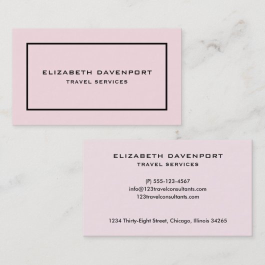 modèle de carte de visite rose (Devant / Derrière)