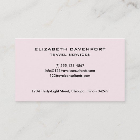 modèle de carte de visite rose (Dos)