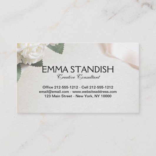 Modèle de carte de visite Rose blanche douce (Dos)