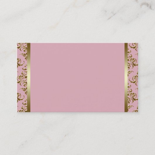 Modèle de carte de visite rose et or Damas (Devant)