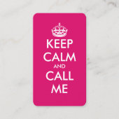 Modèle de carte de visite rose 'Keep Calm and call (Devant)