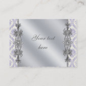 Modèle de carte de visite Silver Purple Damask (Dos)