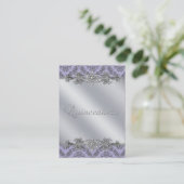 Modèle de carte de visite Silver Purple Damask (Debout devant)