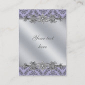 Modèle de carte de visite Silver Purple Damask (Dos)