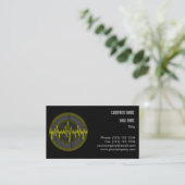 Modèle de carte de visite Sound Yellow Dark Round (Debout devant)