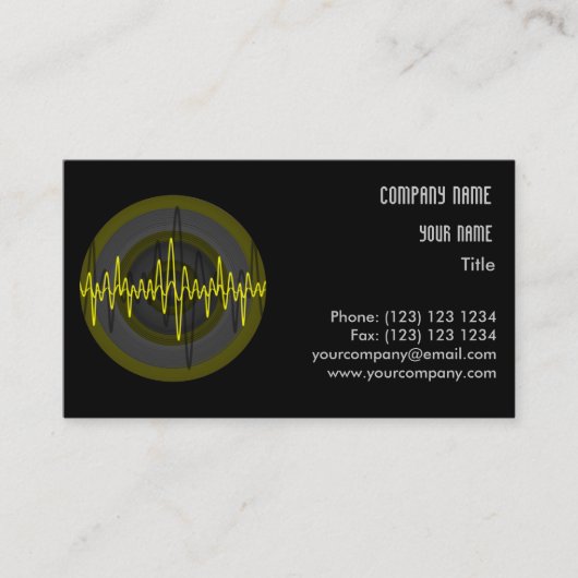 Modèle de carte de visite Sound Yellow Dark Round (Devant)