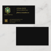 Modèle de carte de visite vert émeraude et or de l (Devant / Derrière)