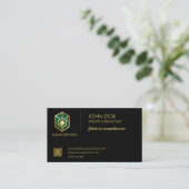 Modèle de carte de visite vert émeraude et or de l (Debout devant)