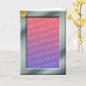 Modèle de carte de voeux photo encadrée verte (Fleur jaune)