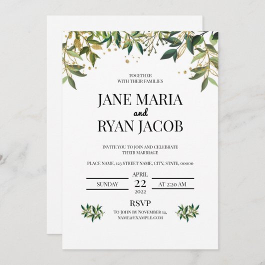 Modèle de carte d'invitation (Devant / Derrière)