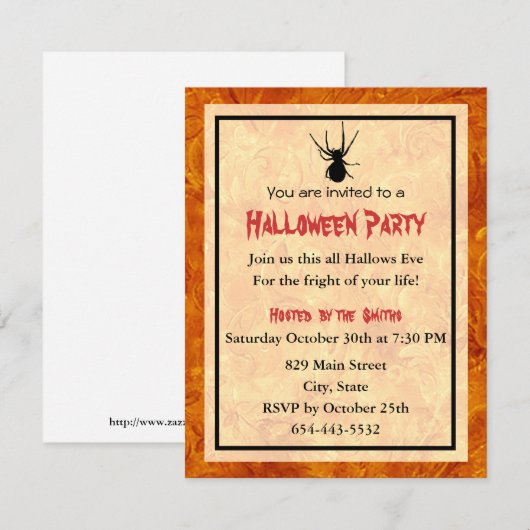 Modèle de carte d'invitation Black Spider (Devant / Derrière)