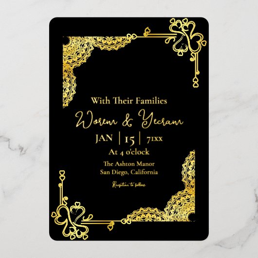 Modèle de carte d'invitation de luxe avec feuille (Recto)