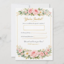 Modèle de carte d'invitation de mariage à motif fl