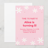 Modèle de carte d'invitation rose mignon pour fête (Devant / Derrière)