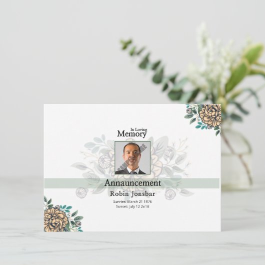 Modèle de carte Faire-part funéraire (Debout devant)