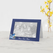 Modèle de carte - frontière de geai bleu (Fleur jaune)