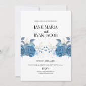 Modèle de carte Invitation à fleurs bleues (Devant)