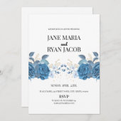 Modèle de carte Invitation à fleurs bleues (Devant / Derrière)