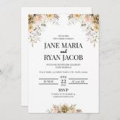 Modèle de carte Invitation à fleurs dorées (Devant / Derrière)