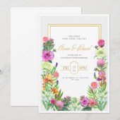 Modèle de carte Invitation florale, Invitation mod (Devant / Derrière)