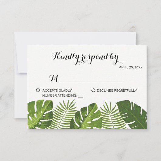 Modèle de carte Mariage Tropical RSVP (Devant)