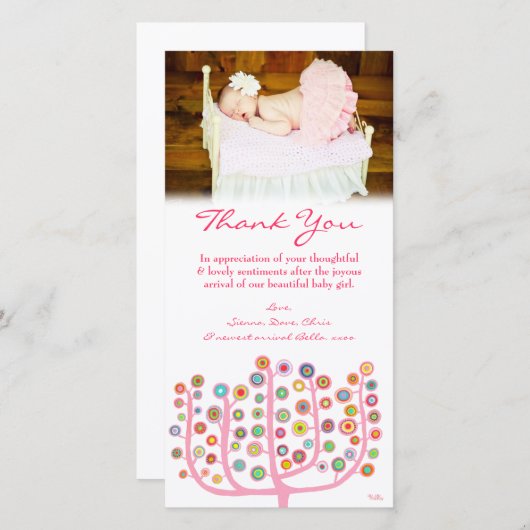 Modèle de carte photo de bébé de note de Merci (Devant / Derrière)