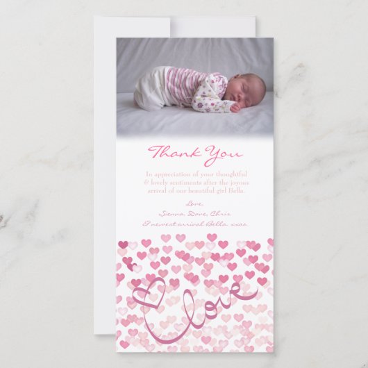 Modèle de carte photo de bébé de note de Merci (Devant)