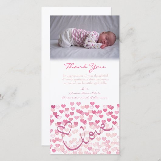 Modèle de carte photo de bébé de note de Merci (Devant / Derrière)