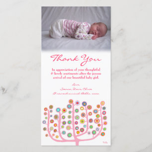 Modèle de carte photo de bébé de note de Merci