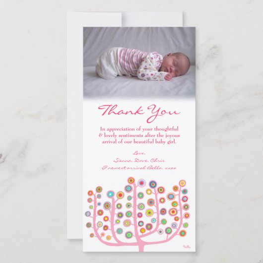 Modèle de carte photo de bébé de note de Merci (Devant)