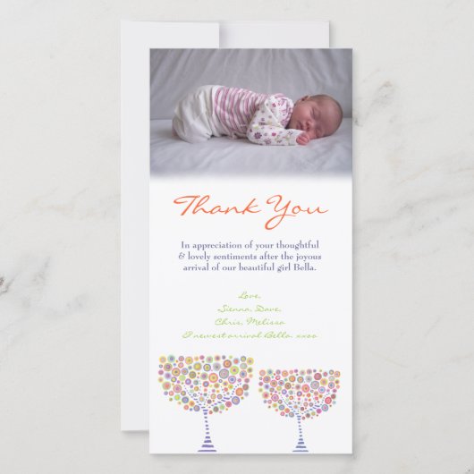 Modèle de carte photo de bébé de note de Merci (Devant)
