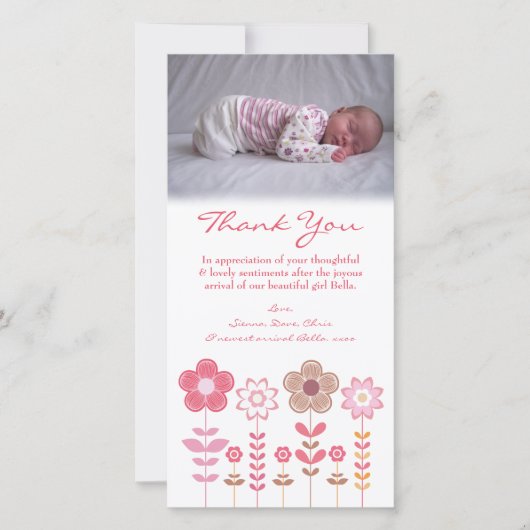 Modèle de carte photo de bébé de note de Merci (Devant)