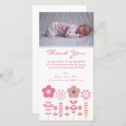Modèle de carte photo de bébé de note de Merci (Devant / Derrière)