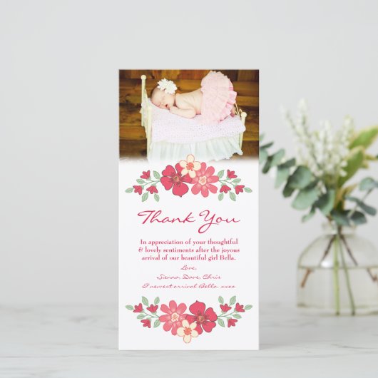 Modèle de carte photo de bébé de note de Merci (Debout devant)