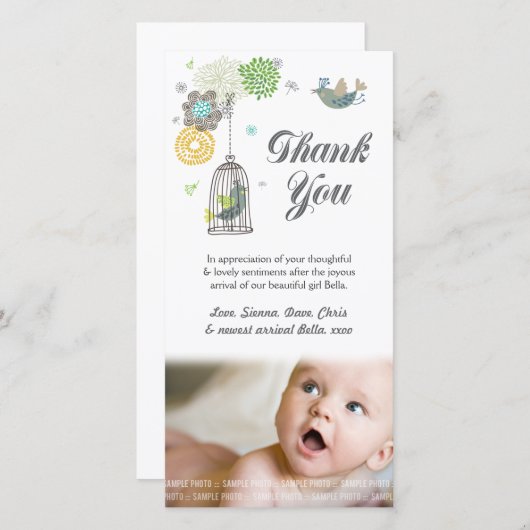 Modèle de carte photo de bébé de note de Merci (Devant / Derrière)