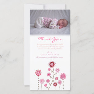 Modèle de carte photo de bébé de note de Merci