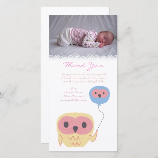 Modèle de carte photo de bébé de note de Merci de (Devant / Derrière)
