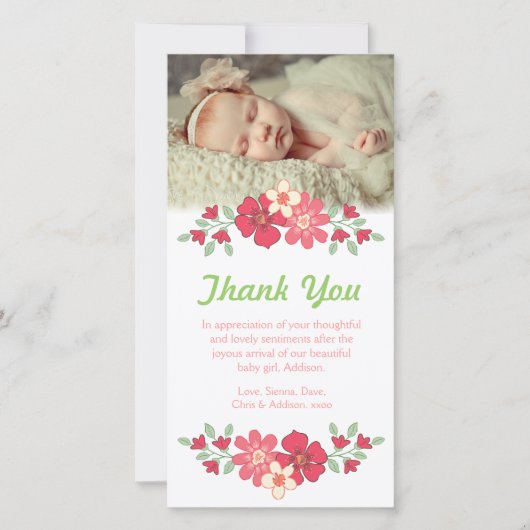 Modèle de carte photo de fleurs de Merci de bébé (Devant)