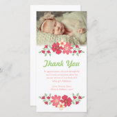 Modèle de carte photo de fleurs de Merci de bébé (Devant / Derrière)