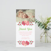 Modèle de carte photo de fleurs de Merci de bébé (Debout devant)
