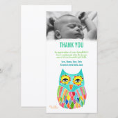 Modèle de carte photo de hibou de bébé de note de (Devant / Derrière)