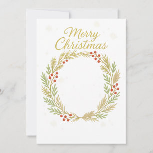 Modèle de carte photo de Noël – Couronne dorée