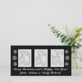 Modèle de carte photo de Noël noir | trois photos (Debout devant)