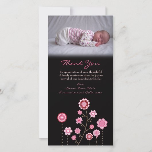 Modèle de carte photo de rose de bébé de note de (Devant)