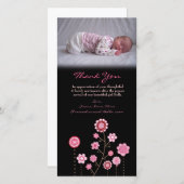 Modèle de carte photo de rose de bébé de note de (Devant / Derrière)