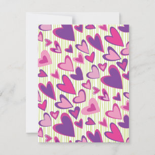 Modèle de carte plat Valentine Hearts