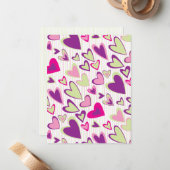 Modèle de carte plat Valentine Hearts (Devant/Arrière en situation)