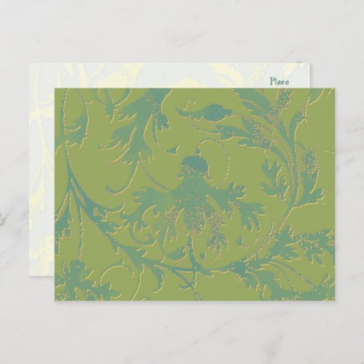 Modèle de carte postale à rouleaux verts (Devant / Derrière)