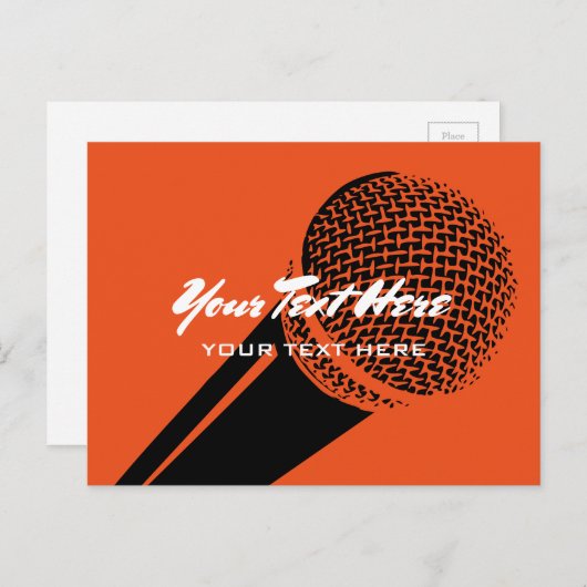 Modèle de carte postale microphone avec logo micro (Devant / Derrière)