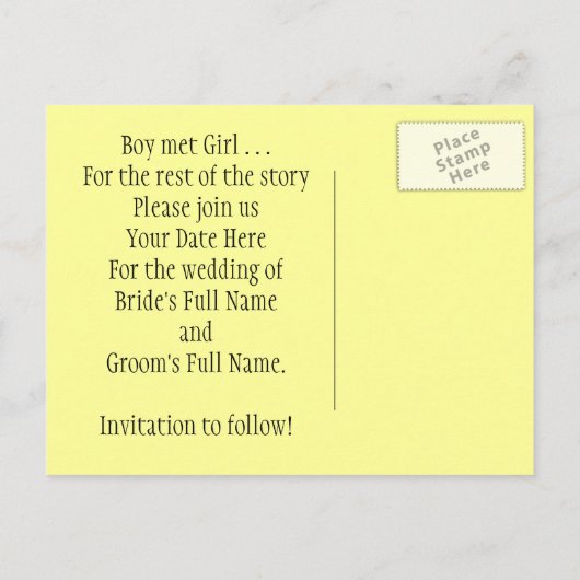 Modèle de carte postale pour sauvegarde de date (Dos)